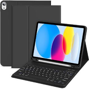 for iPad 11th/10th Generation (A16) Case with Keyboard, Wireless Detachable Folio Pink Keyboard Cover with Pencil Holder for iPad 11th Gen 2025 11 inch/10th Gen 2022 10.9 Inch (Black)