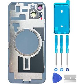 Original Back Glass Replacement for iPhone 14 Rear Back Cover Glass with Logo Waterproof and Camera Lens+Professional Repair 14 Tools (Black)