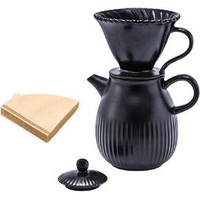 Pour Over Coffee Maker Set Ceramic Coffee Dripper Set with 80 Count Paper Coffee Filters, 21 Ounces