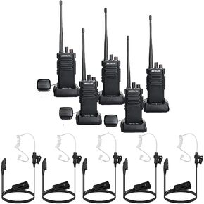 Retevis RT29 2 Way Radio(5 Pack) with AI Active Noise Reduction Walkie Talkie Earpiece(5 Pack), IP67 Waterproof Walkie Talkies,700,000 sq. ft/50 Floor Range Heavy Duty Two Way Radio, 3200mAh Battery