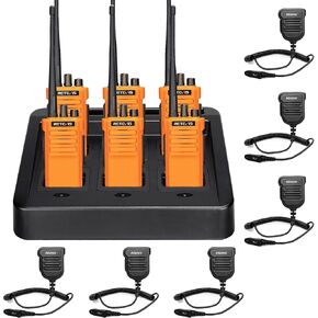 Retevis RT29 Long Range Walkie Talkies(6 Pack) Bundle with Speaker Mic(6 Pack), High Power 2 Way Radios with Charging Station, Two Way Radios Rechargeable, 3200mAh, for Manufacturing Transportation