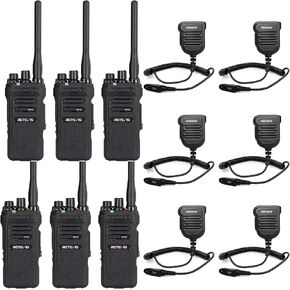 Retevis NR30 Two Way Radios Long Range,Waterproof Walkie Talkies for Adults,Noise Cancelling,2 Way Radios for Commercial Noisy Environment(6 Pack),IP67 Waterproof Shoulder Speaker Mic(6 Pack)