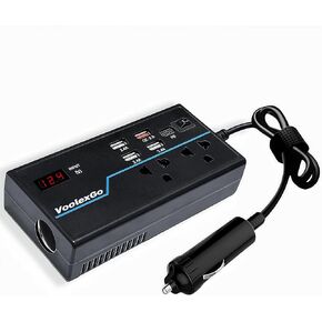 200W سيارة عاكس طاقة السيارة ، محول سيارة 12 فولت/24 فولت إلى 110 فولت مع 4 منفذ USB ، محول الشاحن السريع مع 30W PD USB-C ، محول منفذ سيارة متعدد الحماية للمركبات