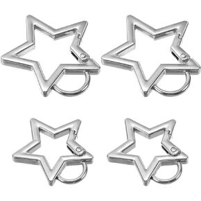 4 Pcs Star Carabiner Cute Carabiner Cool Carabiner Star Keychain Zinc Alloy Heavy Duty Star Shaped Keychain Clip Carabiner Clip Star Shaped Keychain Clips Accessories for Camping Hiking Fishing