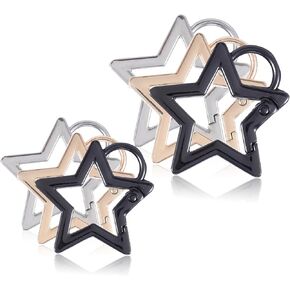 6 PCS Star Carabiner, Silver Star Keychain, Multi-Purpose Carabiner for Hiking Travel Backpack Hanging Water Bottle, Flashlight, Camping Attachment Fixed Tent