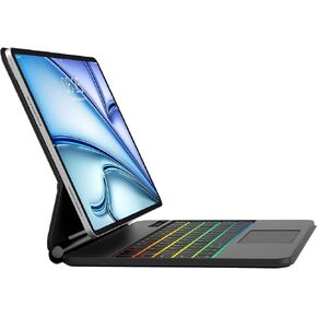 Keyboard Case for iPad Air 11-inch (M3 2025 / M2 2024), iPad Air 5th/4th Gen & iPad Pro 11 (4th/3rd/2nd/1st Gen), Floating Magnetic Stand, Magic Keyboard, Multi-Touch Trackpad, Rainbow Backlit, Black