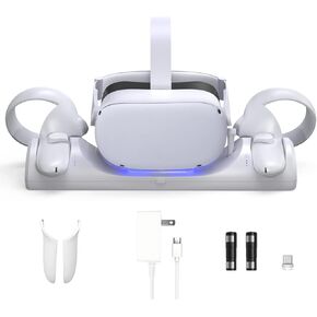 D.Gruoiza VR Charging Station for Oculus/Meta Quest 2 and Replacement Rechargeable Batteries Part Kit