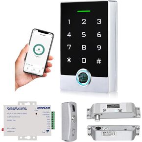 WiFi Access Control Keypad + K80 Power Supply Control + Metal Push Button + Electric Drop Bolt Lock Bundles