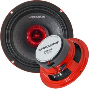 Warzone WZ65PS 6.5-Inch Mid-Range + Driver Speaker, 1000W Max, 4 Ohms, 20oz Magnet, Aluminum Dome Tweeter, and Steel Basket for Car Audio (2 Speakers)