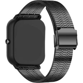 E ECSEM Straps Compatible with FITVII H56 HM57 Solid Stainless Steel Band Metal Business Band for Women Men for FITVII H56 & FITVII HM57 Fitness Tracker Accessories