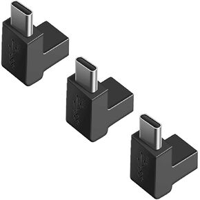 نوع الزاوية اليمنى C USB 3.1 امتداد محول 90 درجة من الذكور إلى اليمين والزاوية اليسرى - 3 عبوة