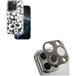 SWITCHEASY Camera Lens Protector for 16 Pro 6.3"(Titanium) Bundle with Flower Floral Case for iPhone 16 Pro 6.3"(White)