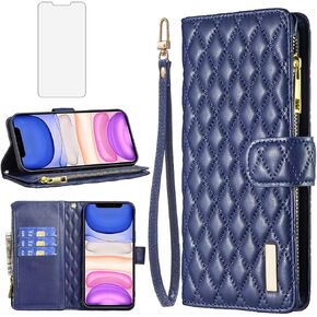 Asuwish Phone Case for iPhone 11 Pro Max 6.5 Wallet Cover with Tempered Glass Screen Protector and Leather Flip Credit Card Holder Cell Accessories iPhone11 11pro Promax i XI Plus Women Girls Blue