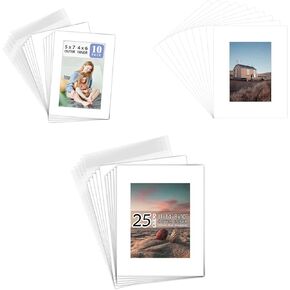 Golden State Art, 10 Pack 5x7 Mat Set for 4x6 Photo, 25 Pack 8x10 Mat for 5x7 Photo, 25 Pack 11x14 Mat Set for 8x10 Photo
