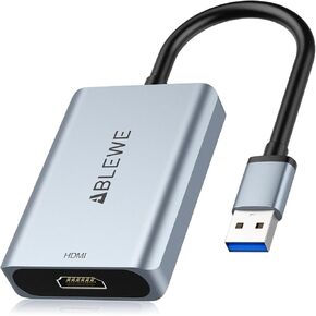 ABLEWE USB to HDMI Adapter, 2023 Upgraded Aluminum USB 3.0/2.0 to HDMI Audio Video Converter for PC Laptop Projector HDTV,Support Mac OS,Windows 10/8.1/8/7,Chrome OS(Not Support Linux)