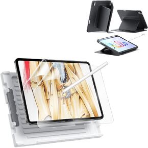 ESR 2 Pack Paper-Feel Screen Protector for iPad A16/10th Generation Case (2025/2022)+ Case, Vertical Stand Cover, Ultra-Stable Cover with Pencil Holder, Flip Series, Black