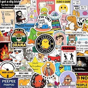 200 PCS Funny Saying Stickers Pack for Adults, Prank Meme Hilarious Quote Stickers for Laptop Hard Hat Coworker Water Bottle Luggage Vinyl Waterproof Funny Decals