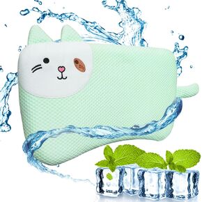 Memory Foam Toddler Pillow, Kids Pillows for Sleeping,Cooling Ultra Thin Flat Pillow, Pefect for Kids (2-10 Years Old) (Green, 19 inch x 11 inch)