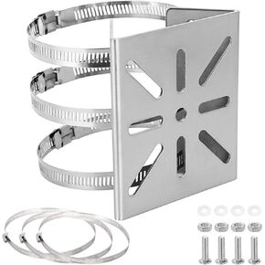 Sumnacon Camera Pole Mount Bracket,Stainless Steel Pole Mount Adapter Brackets with 6 Loops,Silver Camera Mount Bracket for Pole Post,Universal Pole Mount Bracket for CCTV Security Camera Ptz Dome