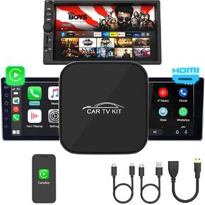 Car TV Mate Pro with Wireless Carplay Adapter ، 2025 Adapter New HDMI Multimedia لمحول/لوحات مفاتيح ألعاب التليفزيون/مجموعة مربع/شاشة ، مربعات الشاشة السحرية ، Support Support Carplay Cars من 2016