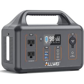 ALLWEI Portable Power Station 300W(Peak 600W), 280Wh Solar Generator with USB-C PD60W, 110V Pure Sine Wave AC Outlet, 78000mAh Backup Lithium Battery for Outdoor Camping Travel Emergency Home Blackout