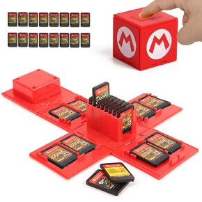 Doepebae Games Storage Case متوافق مع Nintendo Switch - بطاقة فيديو بطاقة Holde Storage Storage System System Organizer Travel Container Container مع 16 فتحات بطاقة لعبة (M Red 16)
