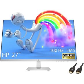HP 32 Inch Full HD(1920X1080) VA Panel Monitor, Anti-Glare Display, 100Hz Refresh Rate, 7 MS Response Time, 2 x HDMI 1.4, 1 x VGA, 16:9 Aspect Ratio, Silver, with 5ave HDMI Cable