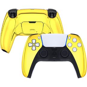 eXtremeRate Chrome Gold Faceplate & Programable Rise Remap Kit Compatible with ps5 Controller BDM-010 & BDM-020 - Controller NOT Included