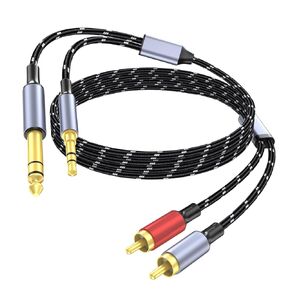 3.5 مم إلى RCA ، 1/4 TRS إلى كابل RCA المزدوج ، كابل صوتي 2-في 1 ، مقبس سماعة رأس HIFI المطلي بالذهب