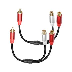 GELRHONR 2Pack RCA Splitter, 1 Female to 2 Female RCA Y Splitter Adapter Cable for Subwoofers, Home theaters, Speakers, HDTVs and More 30cm (F to 2 F Black)