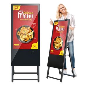 32 Inch Digital Signage Display, Portable LCD Digital Kiosk, Advertising Display Poster, Android Kiosk with Auto Media Player, HDMI/USB