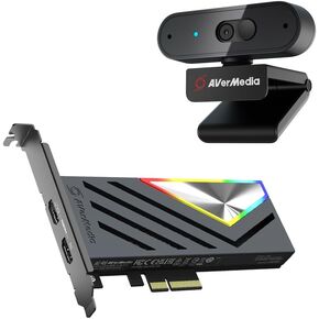 AVERMEDIA HDMI 2.1 بطاقة التقاط PCIE الداخلية للبث وتسجيل كاميرا الويب 4K60 و PW310P - الكاميرا الكاملة 1080P 30FPS HD مع ضبط تلقائي وميكروفونات استريو مزدوجة