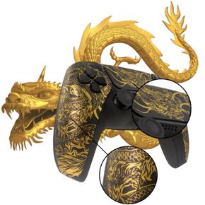 Faceplate Housing Custom Gold Dragon Front Back Touch Pad Cover With Tools for PS5 Controller Shells BDM-010