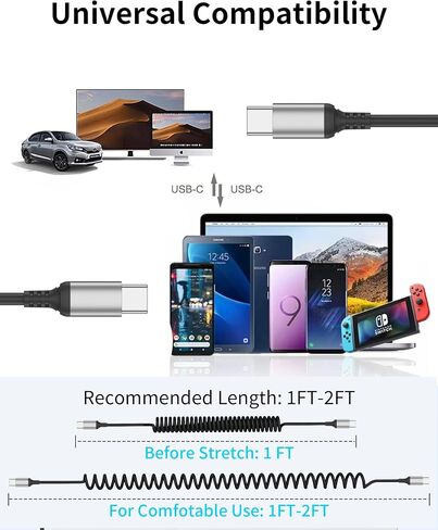 2-Pack 3ft USB C to USB C Cable, Fast Charging, Tangle Free, Ultra Durable for iPhone 16/15 Pro Max, Samsung Galaxy S23, Car Charger in Saudi Arabia