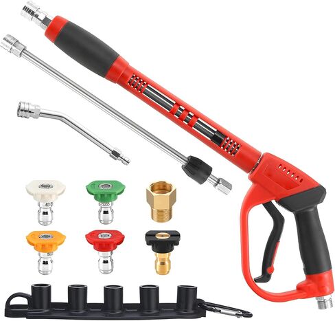 Tool Daily Deluxe Pressure Washer Gun, with Replacement Wand Extension, 5 Nozzle Tips, M22 Fitting, 40 Inch, 5000 PSI in Kuwait