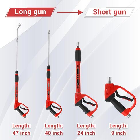 Tool Daily Deluxe Pressure Washer Gun, with Replacement Wand Extension, 5 Nozzle Tips, M22 Fitting, 40 Inch, 5000 PSI in Kuwait