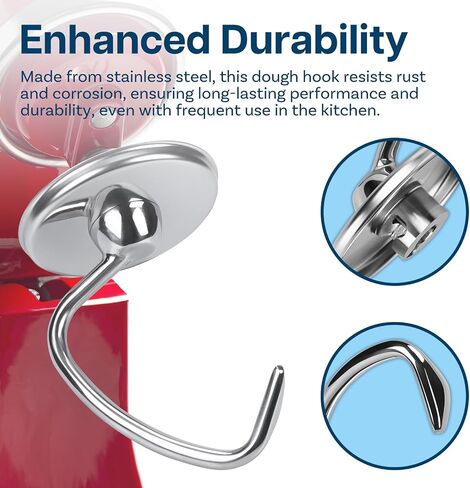 Stainless Steel Dough Hook K45DH for KitchenAid 4.5-5 Quart Tilt-Head Mixers – Kneading Bread Hook Attachment, Dishwasher Safe, Compatible with Artisan & Classic Series – by MMOBIEL in Saudi Arabia
