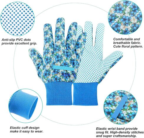 JUMPHIGH 4 Pairs Garden Gloves for Women, Floral Gardening Gloves Ladies Soft Breathable Yard Work Glove Light Working Gloves in Saudi Arabia