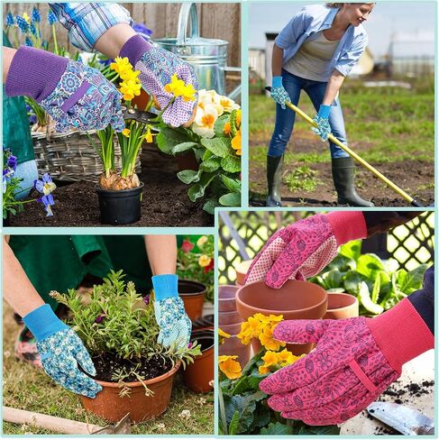 JUMPHIGH 4 Pairs Garden Gloves for Women, Floral Gardening Gloves Ladies Soft Breathable Yard Work Glove Light Working Gloves in Saudi Arabia