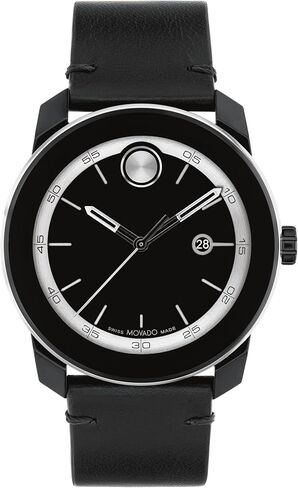 Movado Bold TR90 Ultra Modern Watch for Men and Women - Swiss Quartz 3H Movement, Leather Strap - Water Resistant 3ATM/30 Meters - Sporty Style Wristwatch for Everyone - 42mm in Saudi Arabia