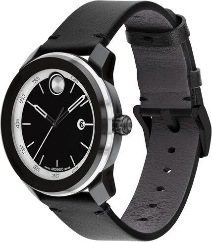 Movado Bold TR90 Ultra Modern Watch for Men and Women - Swiss Quartz 3H Movement, Leather Strap - Water Resistant 3ATM/30 Meters - Sporty Style Wristwatch for Everyone - 42mm in Saudi Arabia