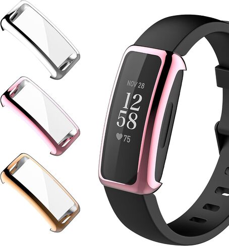 Watbro 3-Pack Screen Protector Compatible with Inspire 3/2, Soft TPU Ultra-Thin Full Face Case Cover All-Around Protective Plated Bumper Shell Accessories for Inspire 3 Smartwatch-Black/Gray/Gold in Saudi Arabia