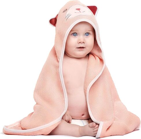 MINIBOO Organic Bamboo Hooded Baby Towel – Ultra Soft and Super Absorbent Baby Bath Towels for Newborns, Infants and Toddlers – Suitable as Baby Gifts in Kuwait