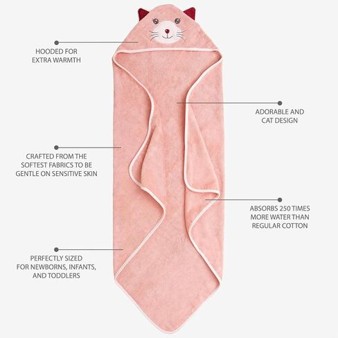 MINIBOO Organic Bamboo Hooded Baby Towel – Ultra Soft and Super Absorbent Baby Bath Towels for Newborns, Infants and Toddlers – Suitable as Baby Gifts in Kuwait