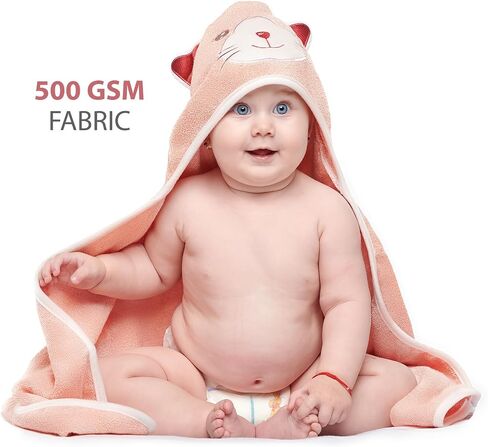 MINIBOO Organic Bamboo Hooded Baby Towel – Ultra Soft and Super Absorbent Baby Bath Towels for Newborns, Infants and Toddlers – Suitable as Baby Gifts in Kuwait
