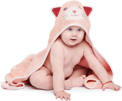 MINIBOO Organic Bamboo Hooded Baby Towel – Ultra Soft and Super Absorbent Baby Bath Towels for Newborns, Infants and Toddlers – Suitable as Baby Gifts in Kuwait