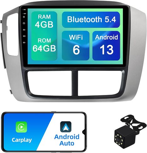 4+64G Android 13 Double Din Car Stereo for Honda Pilot 2006-2008 with 9 Inch Touchscreen Radio Built-in Wireless Carplay/Android Auto/GPS/Bluetooth/FM/AUX-in/Steering Wheel Controls in Kuwait