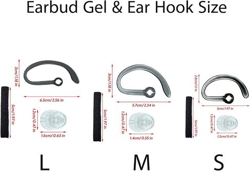 مجموعة CS540 Eartips ، حلقات خطاف الأذن ، نصائح الأذن المريحة ، المواد الهلامية ذات الأذن الاحتياطية الآمنة لـ Plantronics CS540 Savi W440 W740 W745 WH500 سماعة الرأس 9pcs في مربع (S+M+L) in Kuwait
