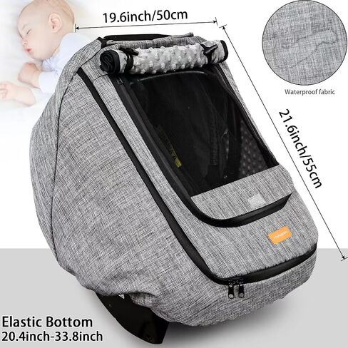 Waterproof Winter Baby Car Seat Cover, Cold Weather Carseat Cover for Babies,Infant Car seat Cover Canopy for Boy Girls,Windproof Car Seat Canopy for Boy Girls, Keeps Babies Warm and Cozy(Dark Grey) in Kuwait