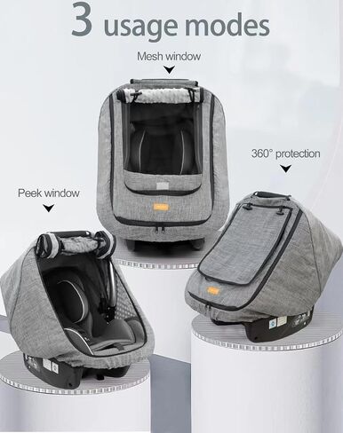Waterproof Winter Baby Car Seat Cover, Cold Weather Carseat Cover for Babies,Infant Car seat Cover Canopy for Boy Girls,Windproof Car Seat Canopy for Boy Girls, Keeps Babies Warm and Cozy(Dark Grey) in Kuwait